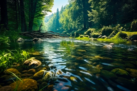 Beautiful river in the forest. Mountain river in the forestの素材