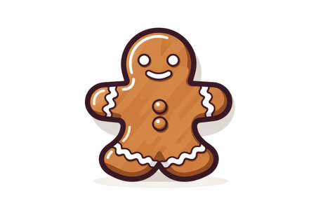 Gingerbread man icon. Flat design styleの素材