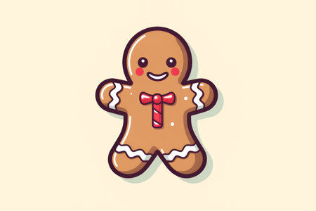 Gingerbread man icon. Flat design styleの素材