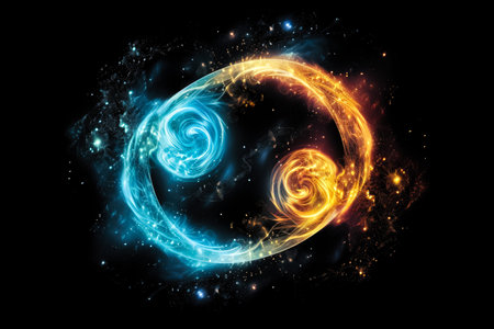 Abstract fractal art background illustration space geometry. Background consists of fractal multicolor texture.の素材