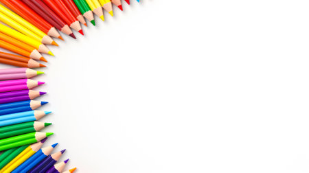 Colorful pencils on blackboard background.の素材