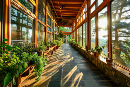 passive solar heating system that uses the sun's warmth to heat a building.の素材