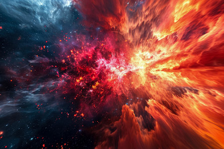supernova explosion and its colorful aftermath.の素材