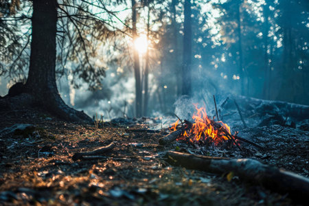factory and a smokestack in an industrial complex.の素材