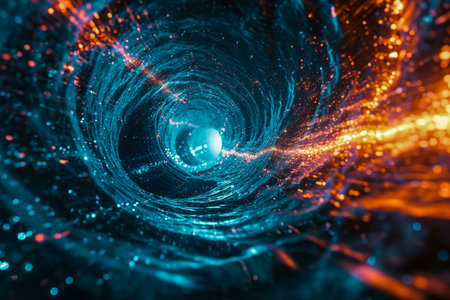wormhole opening in space and connecting two distant locations.の素材
