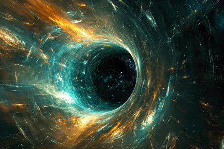wormhole opening in space and connecting two distant locations.の素材