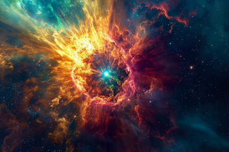 supernova explosion and its colorful aftermath.の素材