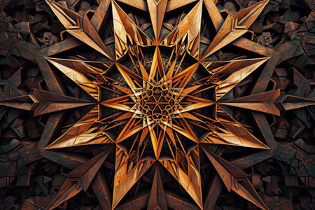 symphony of geometric patterns emerges from the depths of darkness, like a mesmerizing dance of light and shadowの素材