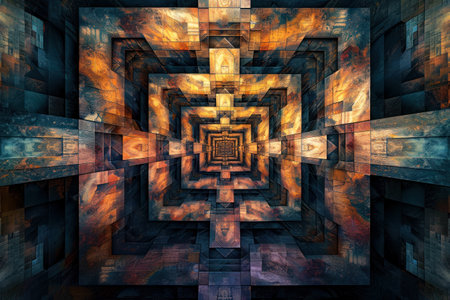 abstract multi-colored background from geometric shapes fractal.の素材
