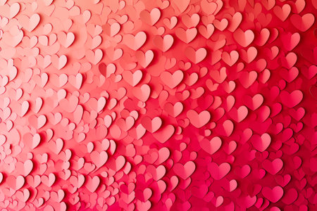 Create a pattern of hearts with a gradient of red and pink colorsの素材