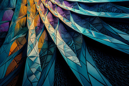 symphony of geometric patterns emerges from the depths of darkness, like a mesmerizing dance of light and shadowの素材