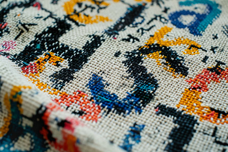 cross-stitch with letters and numbers.の素材