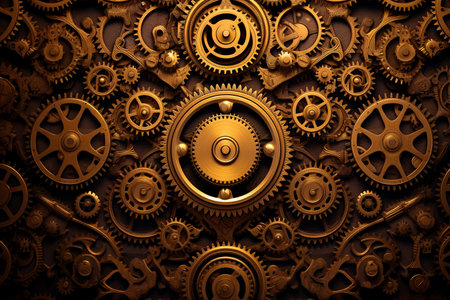 steampunk-inspired wallpaper with gears and clockwork mechanisms.の素材