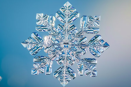 snowflake with symmetry and crystals.の素材