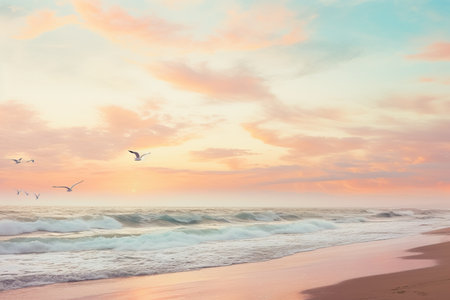tranquil beach at sunrise.の素材