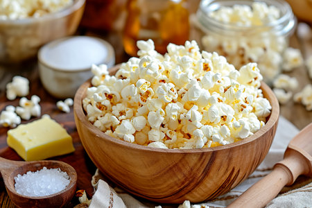 popcorn with a salt and a butter.の素材