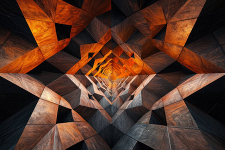 symphony of geometric patterns emerges from the depths of darkness, like a mesmerizing dance of light and shadowの素材