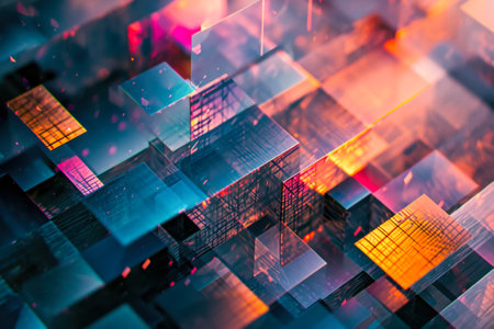 abstract multi-colored background from geometric shapes fractal.の素材