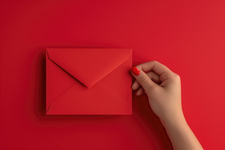 A card with a red color and a text and a professional overlay on the greeting.の素材