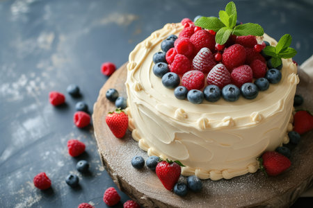 A cake with a cream color and a heart and a professional overlay on the celebration.の素材