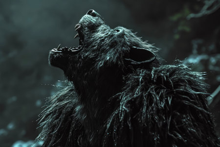 A werewolf with a fur and a howlの素材