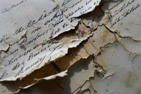 A paper texture with torn edges and writingの素材