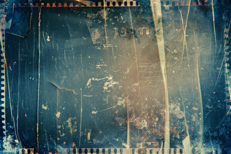 A blurry, grainy photo of a blue background with a few white lines. The photo has a vintage, aged look to itの素材