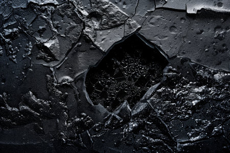 A black and white photo of a rock with a hole in it. The photo has a moody and mysterious feel to itの素材