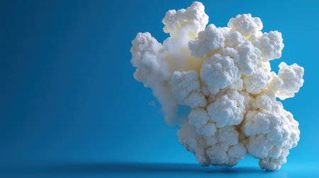A white cloud with a blue background. It looks like a giant cauliflowerの素材