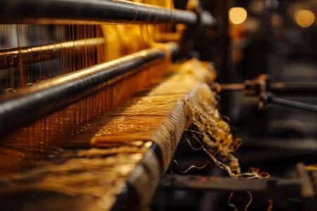 A machine is weaving a piece of fabric. The fabric is made of a material that is not visibleの素材