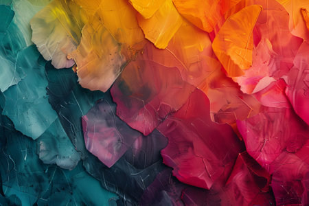 A colorful painting with a lot of different colors. The colors are bright and vibrant, and the shapes are all different sizes and orientationsの素材