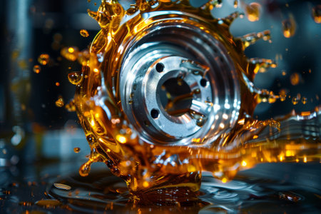 A splash of oil is dripping from a machineの素材