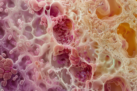 A colorful, abstract painting of a pink and orange blob with a pink and orange swirl. The painting has a lot of texture and looks like it's made of tissue paperの素材