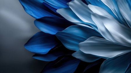 A close up of a blue flower with white petals. The blue and white colors give the flower a serene and calming moodの素材