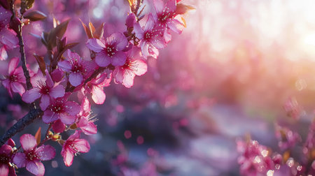 A close up of a pink flower with a blurry background. The flower is the main focus of the image, and the background is soft and hazy, giving the impression of a dreamy, romantic sceneの素材