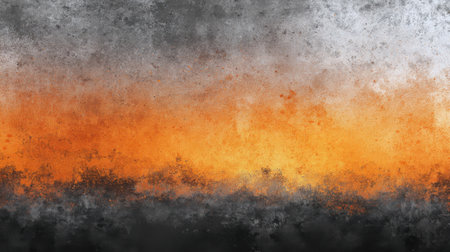 This scene features a stunning abstract landscape capturing a vibrant orange sky fading into darker hues resembling a sunset or sunrise. The textures create a captivating atmosphere.の素材