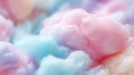 Pink and blue cotton candy swirls blend together evoking a sense of joy and nostalgia for the fair.の素材