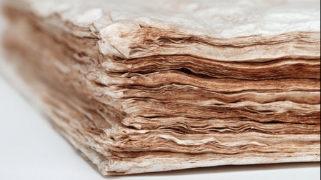 Close view of aged book pages showcasing their intricate textures and timeworn beauty.の素材