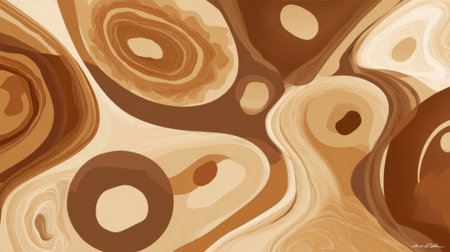 Swirls of brown and cream create a stunning visual of abstract shapes reminiscent of natural landscapes.の素材
