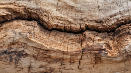 Close up view showcases detailed textures and organic lines in weathered wood highlighting natures art.の素材