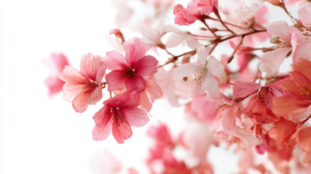 Cherry blossoms display their vibrant pink colors creating a gentle and tranquil scene in spring.の素材