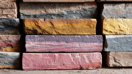These vibrant stones feature various colors and textures perfect for unique outdoor designs.の素材