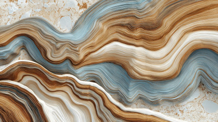 Fluid patterns of brown and blue intertwine evoking natural beauty and creative inspiration.の素材