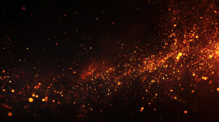 Bright sparks swirl in the night illuminating the space with warmth and energy.の素材