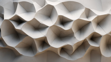 A textured wall displays seamless curves and folds creating a captivating visual rhythm.の素材