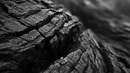 Detailed view of aged wood reveals unique textures grooves and shadows showing natural beauty.の素材