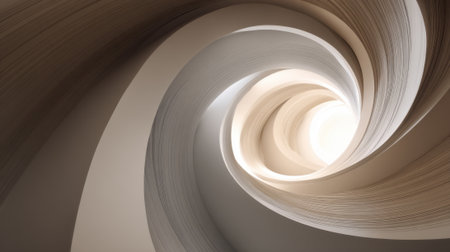 Light dances through spiraled layers creating an enchanting effect and inviting exploration.の素材