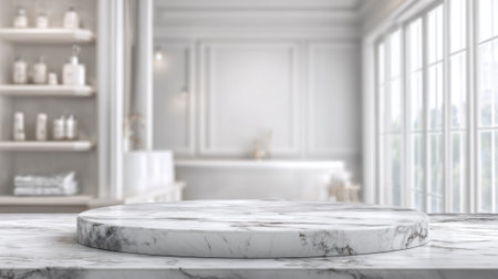 Bright tranquil spa interior features a smooth marble surface ready for relaxation and wellness activities.の素材
