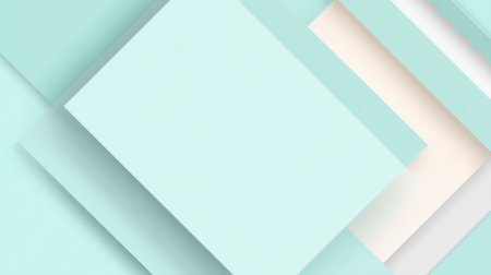 Soft pastel-colored layers create an abstract design, featuring various shades of mint and cream. This composition emphasizes depth and texture, suitable for modern decor.の素材