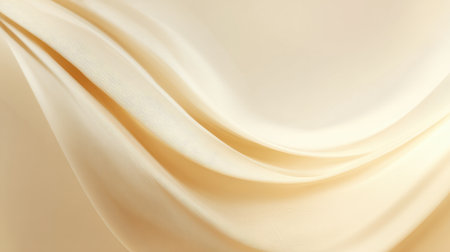 Lightly illuminated soft beige fabric creates graceful waves, showing its smooth texture and delicate draping in a serene setting.の素材